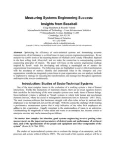 Measuring Success In Engineering Systems Division